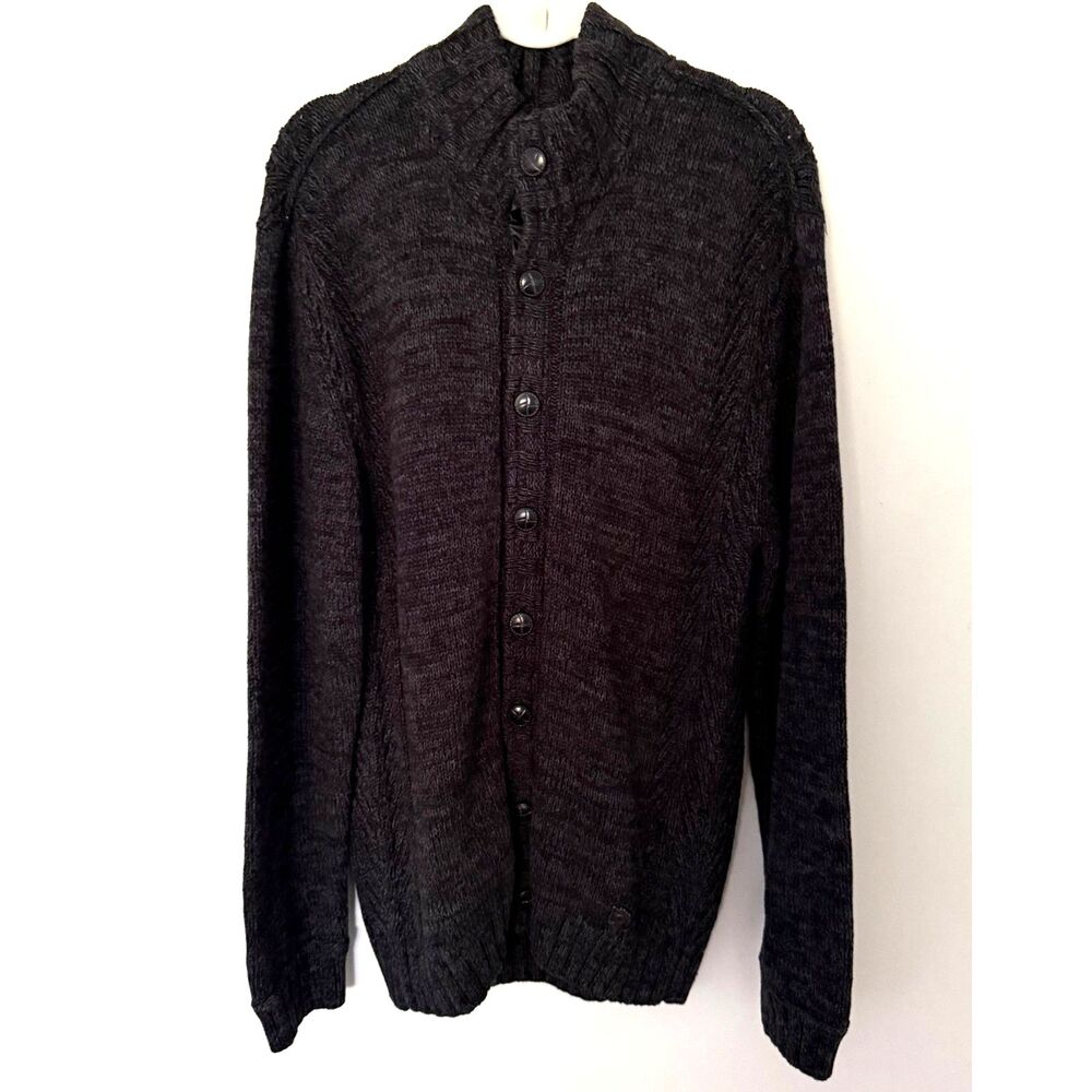 Trash Nouveau Knit Cardigan Sweater Cotton Mock Neck Button Front Jacket Sz XXL